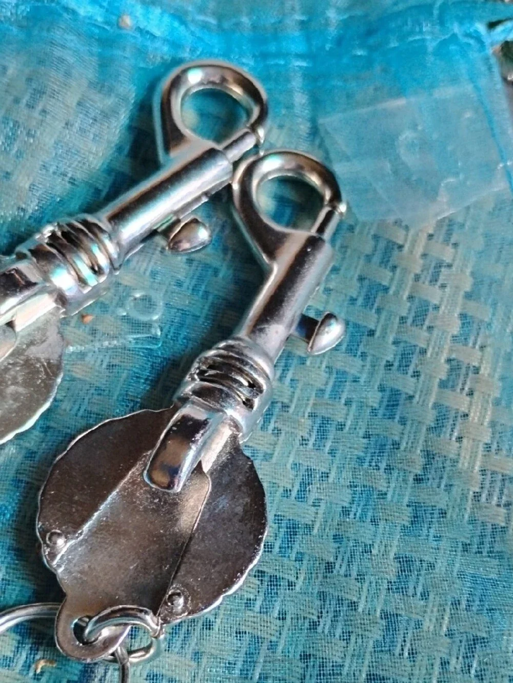 Solid Metal Keychains with Gold-Tone Medallion - Men Accessories
